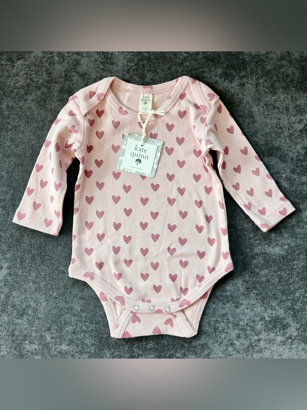 NWT Kate Quinn Organic Cotton Skinny Rib Long Sleeve Bodysuit Size 12-18 Months